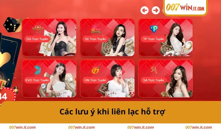 Các lưu ý khi liên lạc hỗ trợ