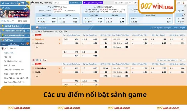Các ưu điểm nổi bật sảnh game