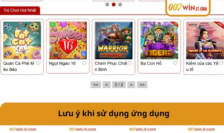 Lưu ý khi sử dụng ứng dụng